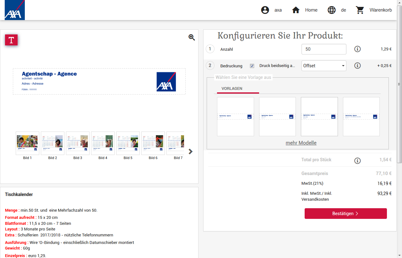 Web Editor für das Konfigurieren von Produkten